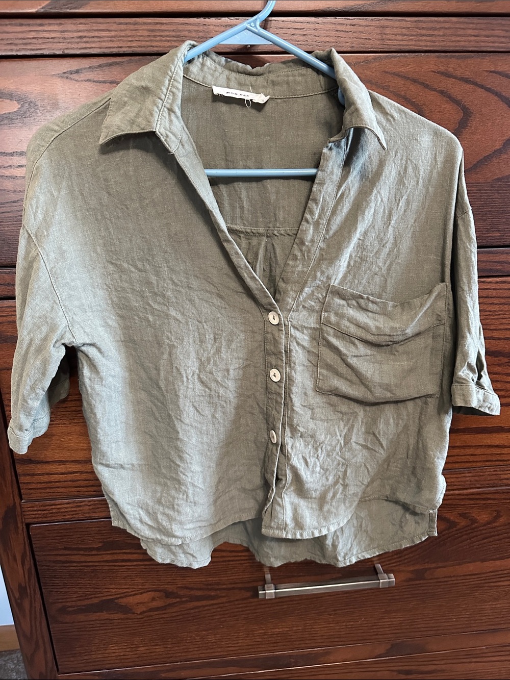 Mod Ref Olive Green Linen Button-Down Shirt